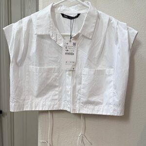Zara Crisp White Cropped Shirt